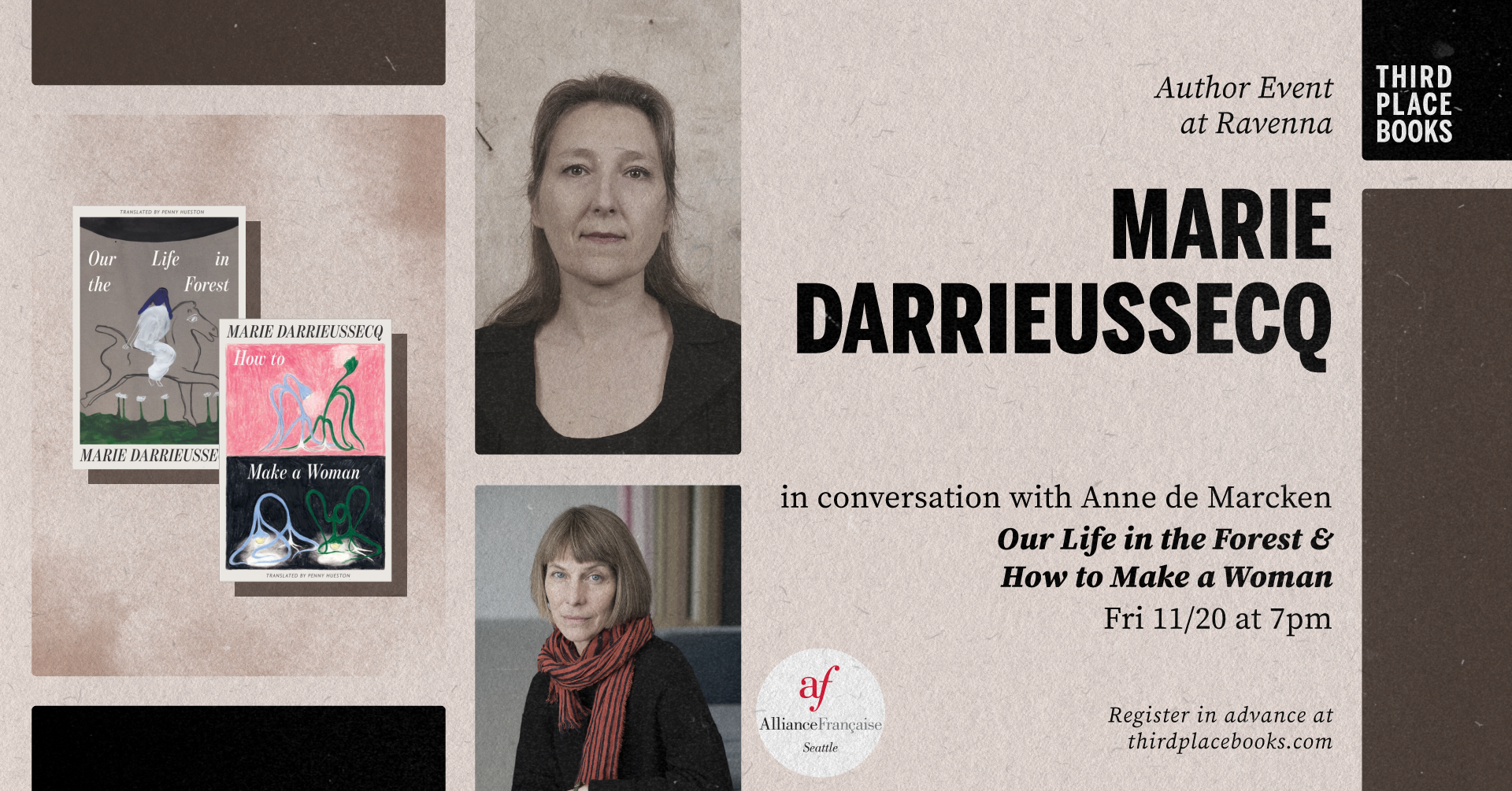 Marie Darrieussecq with Anne de Marcken — 'Our Life in the Forest' and 'How to Make a Woman'